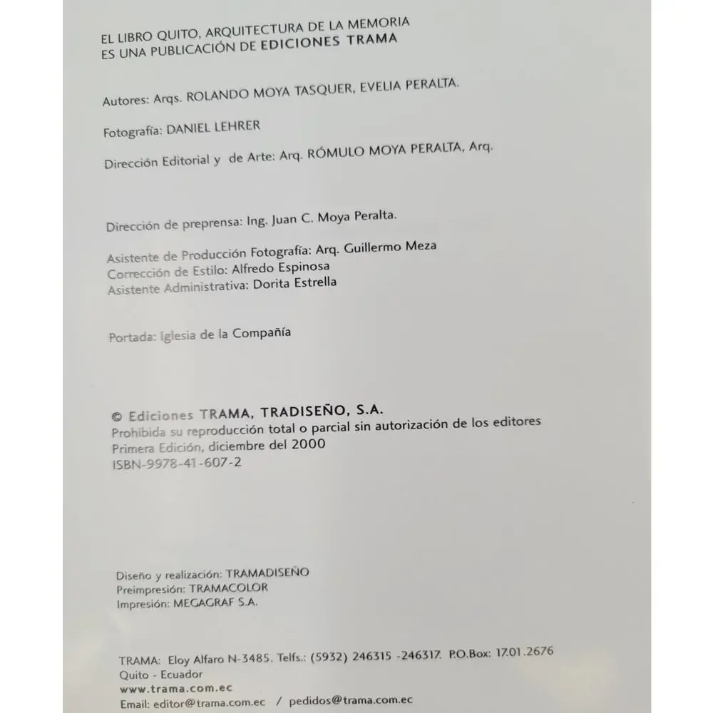 Quito Arquitectura De La Memoria Hardcover Architecture‎ Book Thoughtful